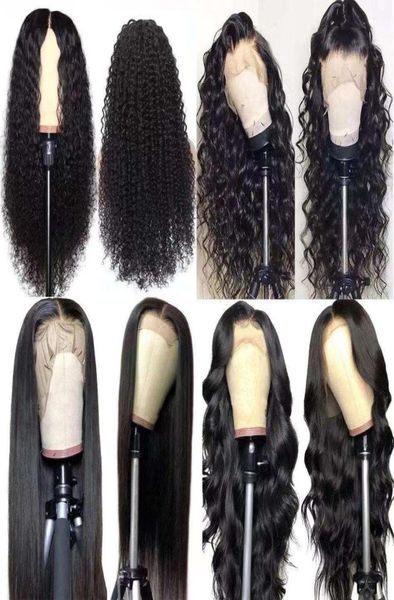 

13x4 frontal wig human hair 13x6 360 front transparent full lace straight body deep water kinky jerry curly9855477, Black