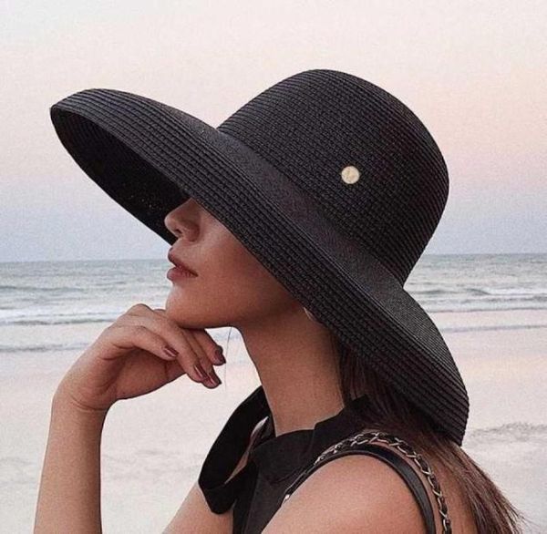 

french retro big brim hepburn hat female small fresh online celebrity holiday seaside beach straw hat sun visor30457151902990, Blue;gray