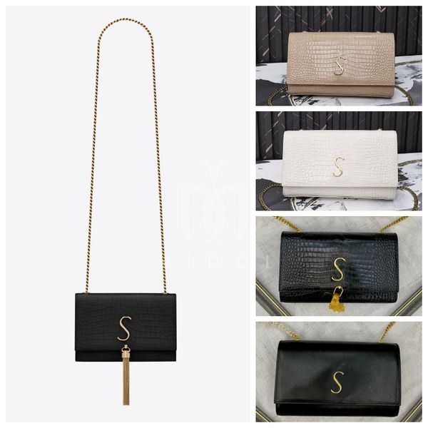 

fashion crocodile shiny chain purse shoulder bag crossbody bag designer handbag tassel decoration women's bag