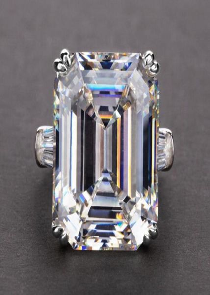 

unique luxury jewelry real 925 sterling silver emerald cut large pink sapphire cz diamond promise party princess women wedding ban9468213