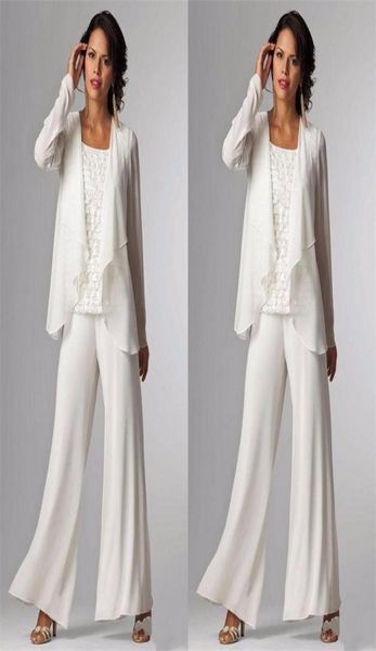 

2022 elegant evening mother of the bride dresses suits ankle length long sleeve jackets lace pant suits for women mother groom plu4665425, Black;red