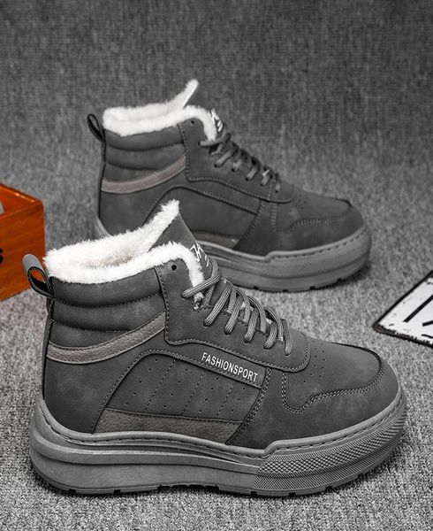 

boots men039s winter shoes fashion snow thick plush warm sports ankle men mens 2211294024571, Black