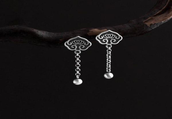 

dangle chandelier designer original literary retro wishful bead round earrings chinese style elegant charm ladies silver jewelry1797306