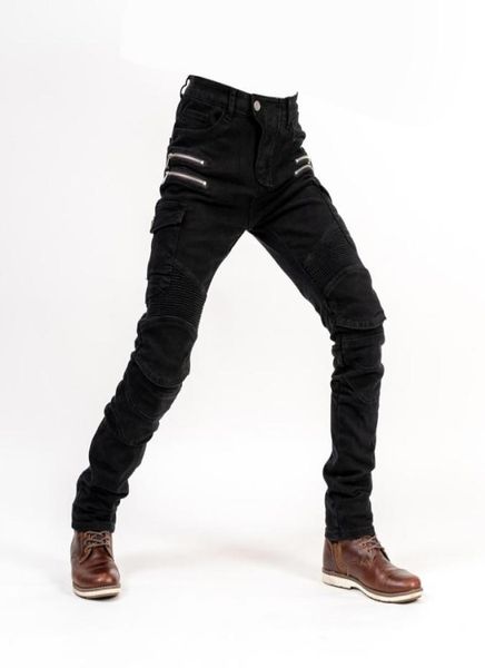 

2019 new men and women jeans outdoor riding jeans zipper motorcycle racing antifall pants gift pads6325685, Black;blue