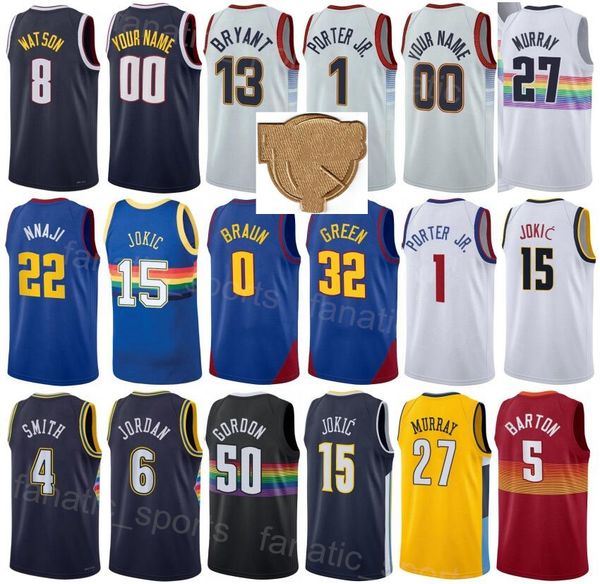 

print basketball finals zeke nnaji jerseys 22 ish smith 14 peyton watson 8 vlatko cancar 31 reggie jackson 7 jeff green 32 christian braun 0, Black;red
