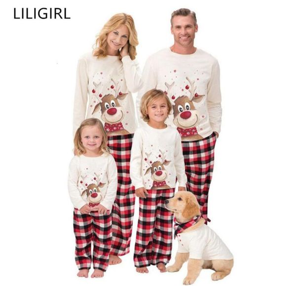 

family matching outfits clothing christmas pajamas set xmas kids cute party nightwear pyjamas cartoon deer sleepwear suit y28001794, Blue