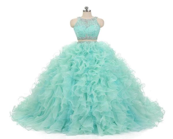 

mint green quinceanera dress two pieces short prom dresses with detachable train lace vestido de festa ball gowns9130727, Blue;red