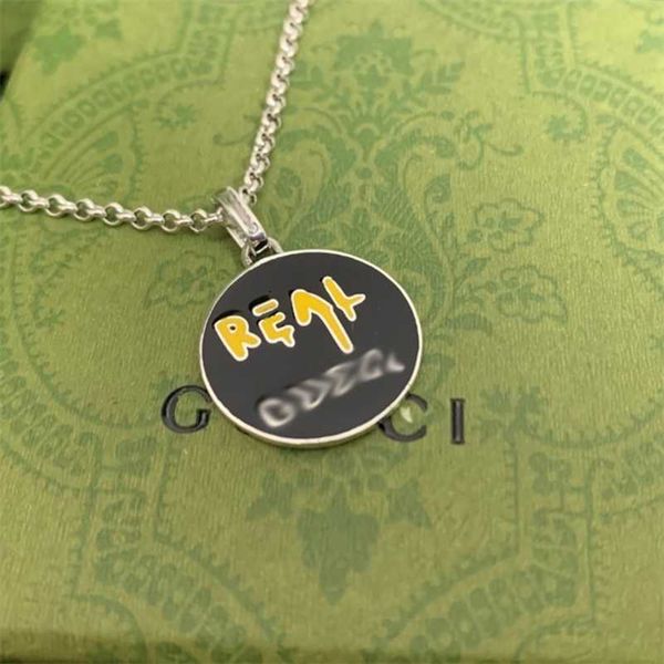 

designer jewelry bracelet necklace ring chaopai 925 black glue dripping real light sweater versatile hangtag, Silver