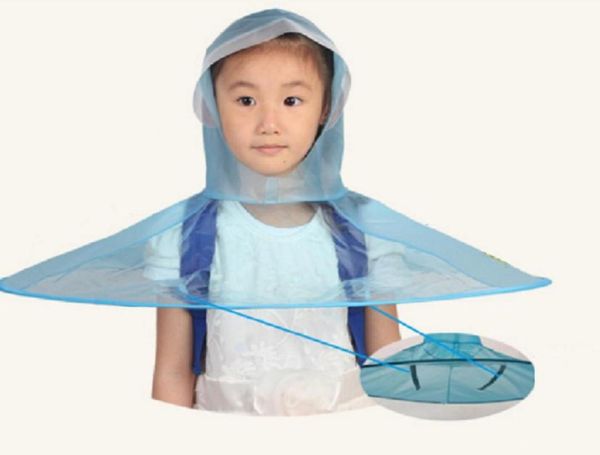 

portable foldable headwear ufo hands hat umbrella cap for kids3450565, Red;brown