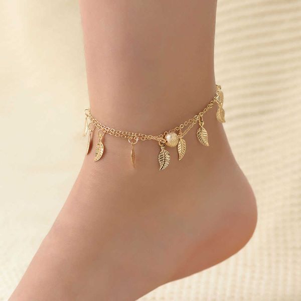 

anklets bohemia multi leaf pendant fashion gold color adjust anklet bracelets for women summer beach barefoot foot chain jewelry new aa23053, Red;blue