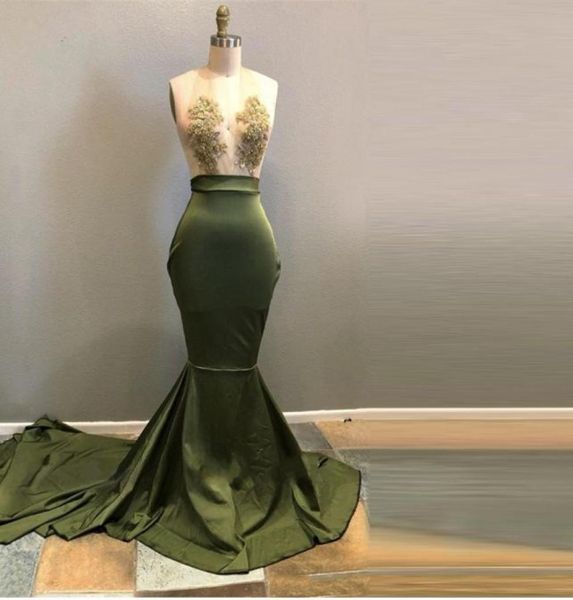 

2020 new olive green lace mermaid prom dresses deep vneck off shoulder long prom gowns robe de soiree longue formal party dr6966502, Black