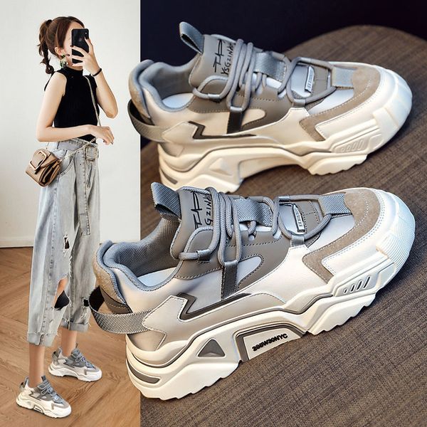 

women's heighten casual shoes sneakers 2023 new spring autumn sports shoes for women running shoes zapatos de mujer, Black