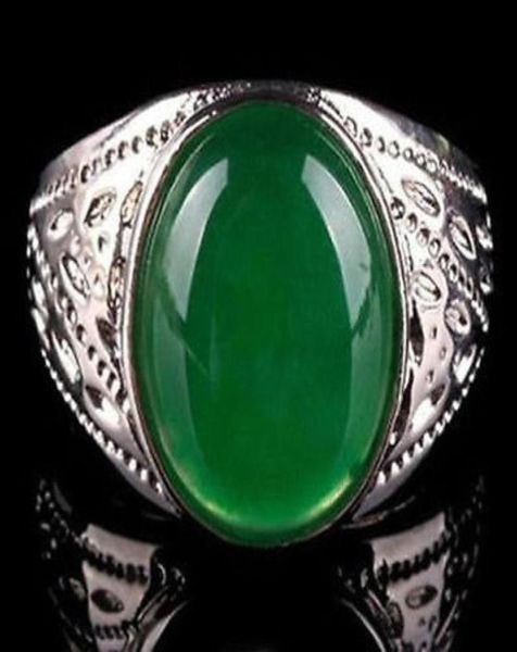 

whole emerald green jade oval beads white gold plated ring size 89101118496171306776, Golden;silver