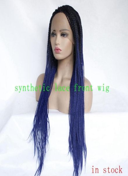 

synthetic lace front wig 1b black micro box braided baby hair heat resistant fiber10103382449767