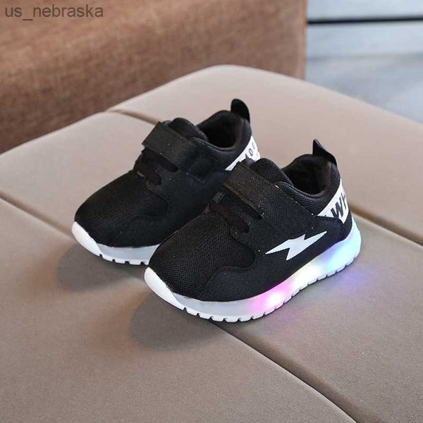 

athletic outdoor kids sneakers baby toddler shoes led flashing luminous shoes walking sports shoes lightweight lights casual shoes for age 1, Black