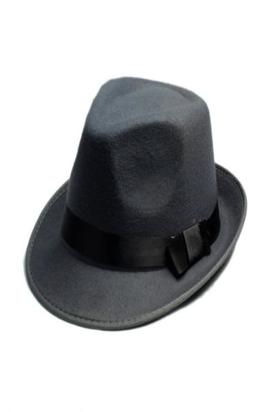 

wholemen women wool cotton felt fedora hat cappelli jazz felt floppy ribbon band panama hat elegant gorras hombre gang2350928, Blue;gray