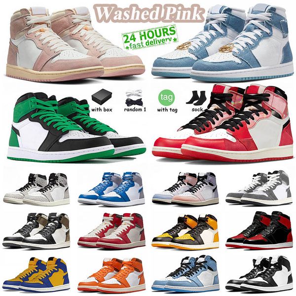 

1 news designer 1s basketball shoes fashion classic 2023 new jumpman mens spider-verse with box university blue lucky green washed pink deni