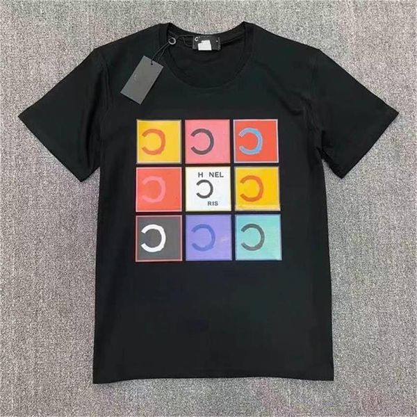 

channel t-shirt luxurious women's c-letter printing pure cotton round-neck lovers fashion casual versatile classic summer clothes suql, White