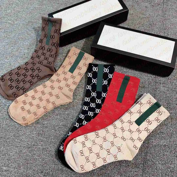 

designer mens womens socks five pair luxe sports winter mesh letter printed sock embroidery cotton man with box aaa+++, Black