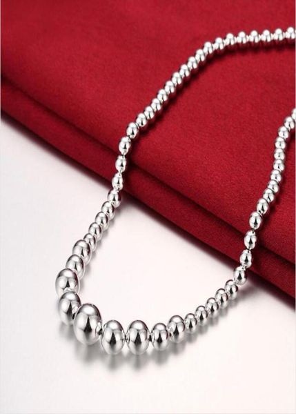 

lady039s sterling silver plated large and small beads necklace gssn195 fashion lovely 925 silver plate jewelry necklaces chain7712199