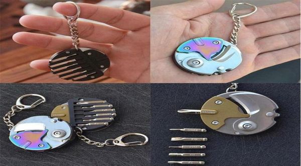 

keychains car plier key chain ring multifunctional pocket mini folding screwdriver portable outdoor opener coin knife keychain key9029203, Silver