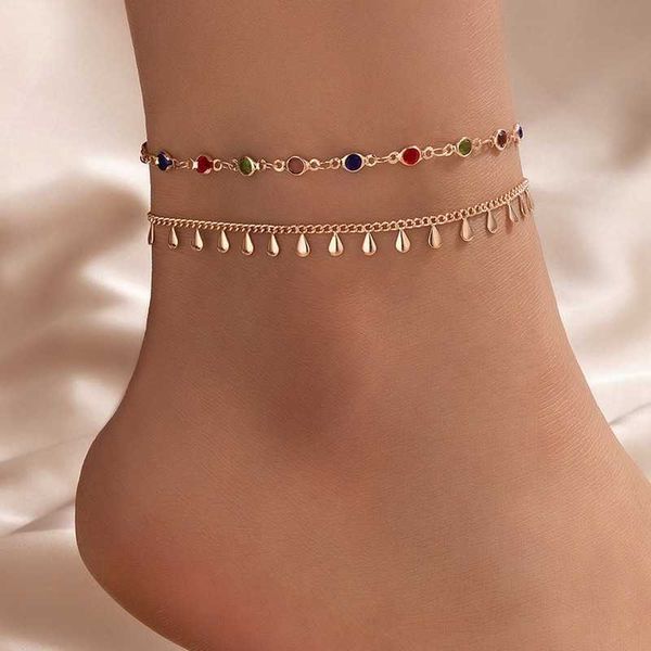 

anklets colorful boho jewelry summer shell bracelet on the leg anklets for women butterfly tassel beach foot chains sunflower tobilleras aa2, Red;blue