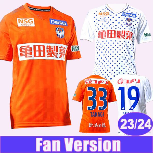 

23 24 albirex niigata mens soccer jerseys takagi koji taniguchi ko ota hiroki home orange away white football shirt short sleeve uniforms, Black;yellow