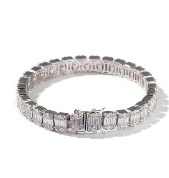 

hiphop silver square diamond bracelet tenns bracelet 7inch 8quotinch 86mm simulate dimonds bangles braceles4674744, Golden;silver