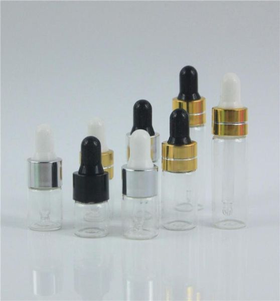 

50pcslot 1ml 2ml 3ml 5ml transparent empty glass bottles aromatherapy essential oil refillable bottles dropper bottle9588405