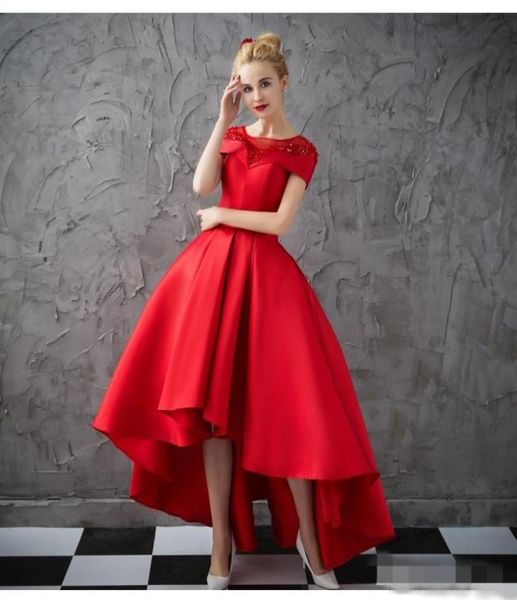 

high low v neck prom dresses red front short long back formal gown cap sleeveless elegant party evening dresses fast made4206474, Black