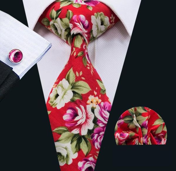 

red tie sets ties for men floral cotton neckties tie hankerchief cufflinks sets formal business wedding party n13639157116, Black;blue