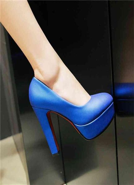 

green red blue heeled shoes women high heels platform fashion women039s rounded toe office party shoe pumps 43 size 2106106079990, Black