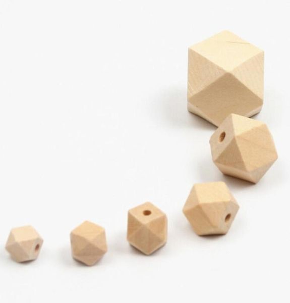 

100pcslot loose beads organic beech wood unfinished geometric beads wooden octagon baby teether diy beads 10 12 14 16 18 20 mm1760459, Black