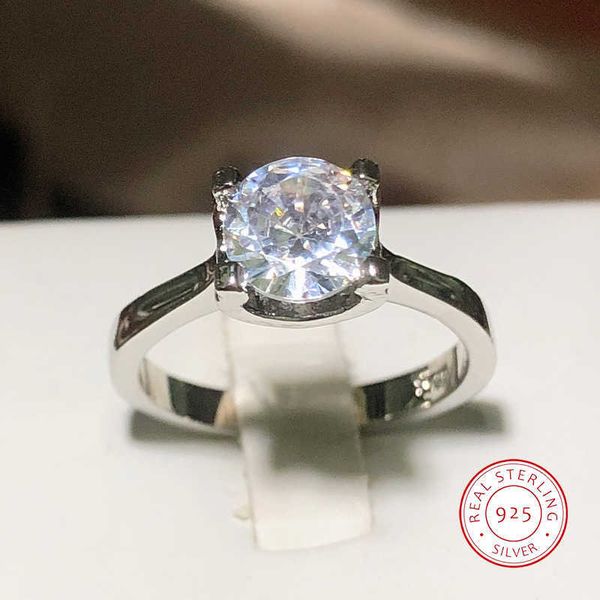 

band rings fashion four claws white zirconia ring ladies 925 stamp romantic valentine's day jewelry wedding engagement gift aa230530, Silver