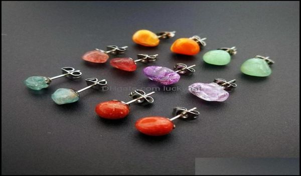 

stud broken stone beads crystal earrings purple white quartz amethyst red studs earring for wome luckyhat drop del dhxfa4991563, Golden;silver