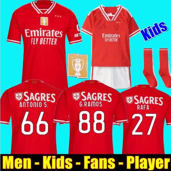 

23 24 fans player version benfica soccer jerseys seferovic waldschmidt everton pizzi rafa darwin g.ramos 2023 2024 home away men kids kit fo, Black;yellow
