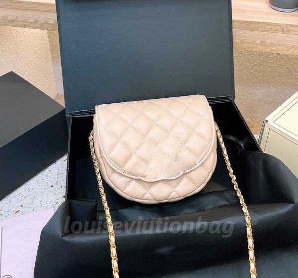 

saddlebag half moon bag custom luxury brand handbag channel women's bag leather gold chain crossbody black and white pink cattle clip