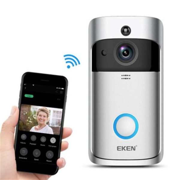 

eken v5 video doorbell smart wireless wifi security door bell with chime visual recording home monitor day night intercom door pho7626528