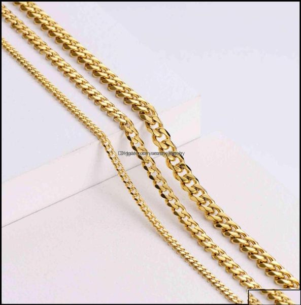 

pendant necklaces pendants jewelry wholale hip hop womens men necklac cadenas cubanas 18k gold plated thick cuban link chain stain4136046, Silver