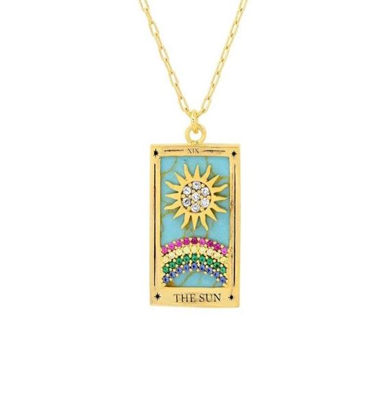 

pendant necklaces colorful cz rhinestone tarot necklace for women moon sun star tag astrology celestial jewelry vintage wholelsal4935987, Silver