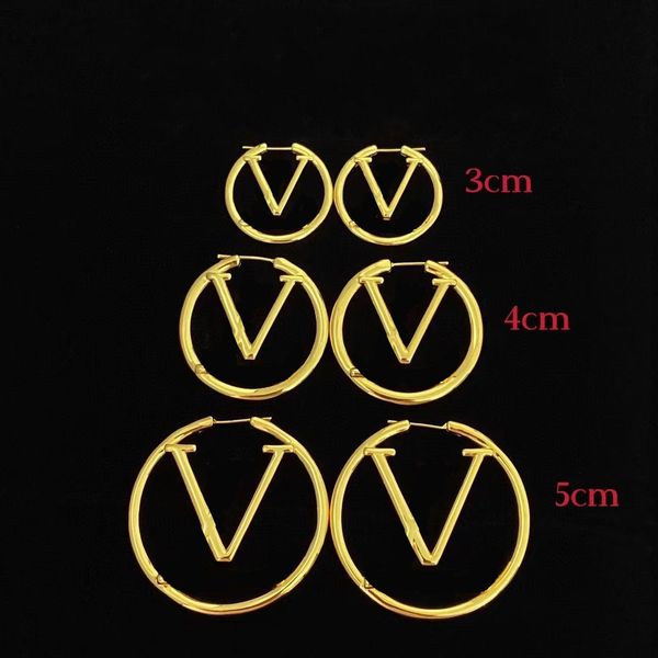 

3cm 4cm 5cm women designer stud earrings 2 colors luxury style brass engagement earring wholesale, Golden;silver