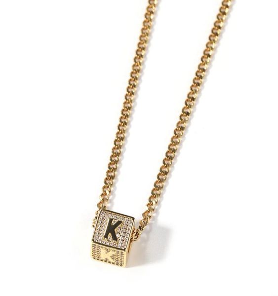 

hip hop new 26 english letters square pendant necklace gold plated fashion letter pendant accessories4237802, Silver