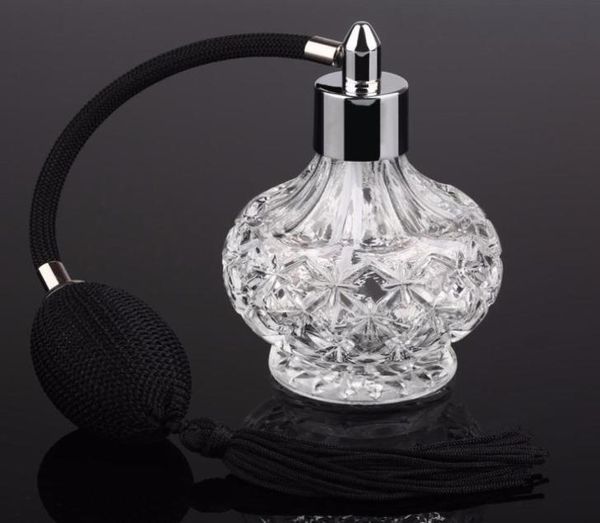 

vintage crystal perfume bottle 80ml black long bulb spray atomizer lady gift 2010136567519