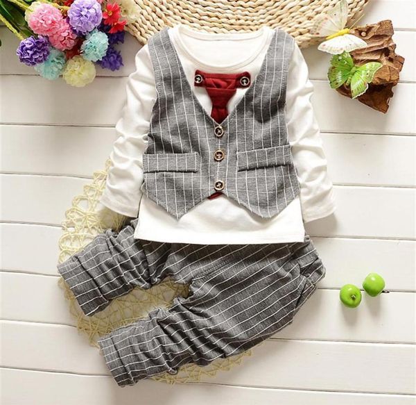 

kids boy clothes baby gentleman suit clothing sets fake two piece vest shirt toddler children 14y birthday party dress259q25035904911, White