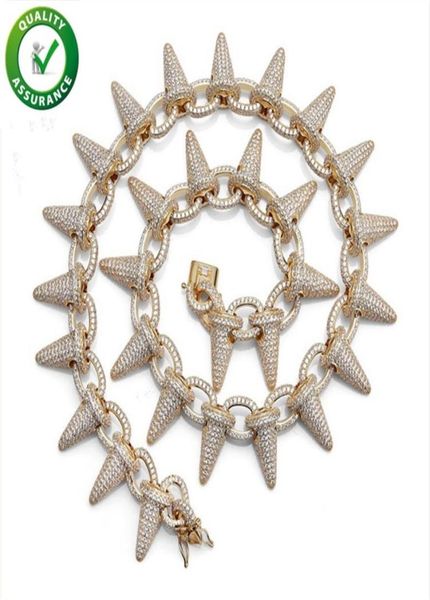 

hip hop jewelry designer necklace iced out chains mens luxury necklaces brand gold diamond cuban link big rivet punk statement bli2738659, Silver
