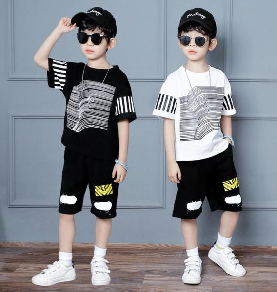 

boy039s summer clothes children039s clothing sets fashion korean style boy sports shortsleeved tshirt loose shorts trend6867600, White