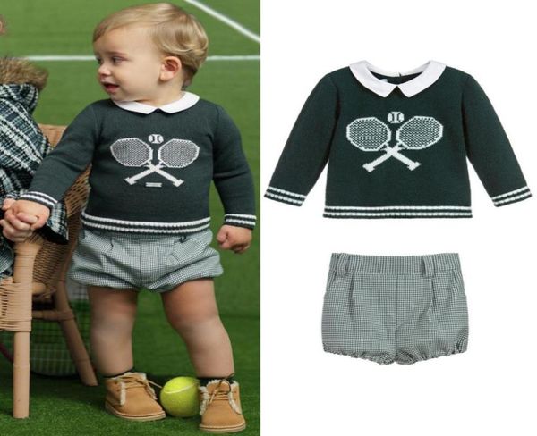 

baby boys spanish boutique clothes set children long sleeve knitted sweaters short pants toddler autumn winter clothing 2102264001835, White