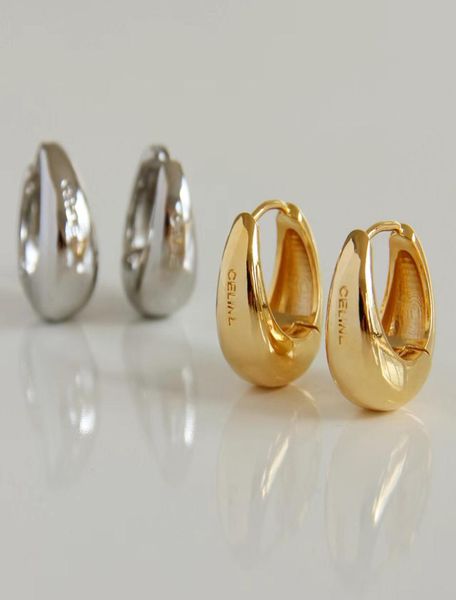 

letter design earrings circle simple new fashion stud womens hoop earring for woman 2 color3878515, Golden;silver