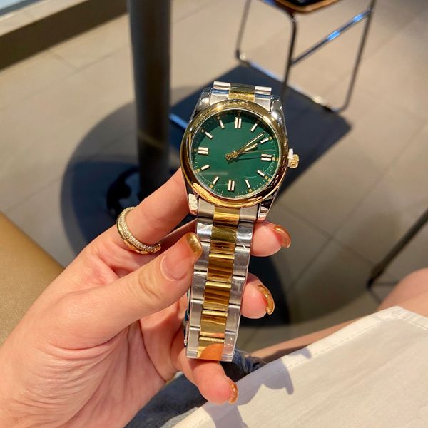 

2023 men's mechanical watch design candy rainbow color lovers men and women classic oyster-style constant motion mechanical watch fashi, Slivery;brown