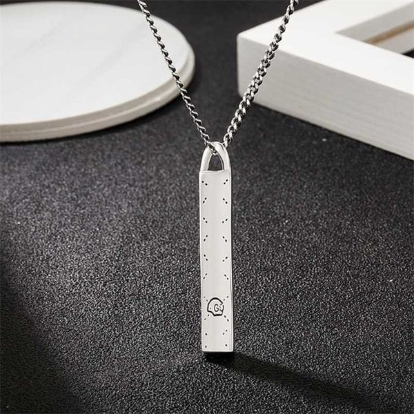 

designer jewelry bracelet necklace ring sterling skull rectangular straight line pendant couple sweater chain, Silver